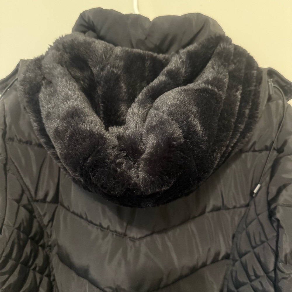 Kenneth Cole New York Black Puffer Women’s Warm Hooded Long Quilted XL Jacket - Picture 6 of 12